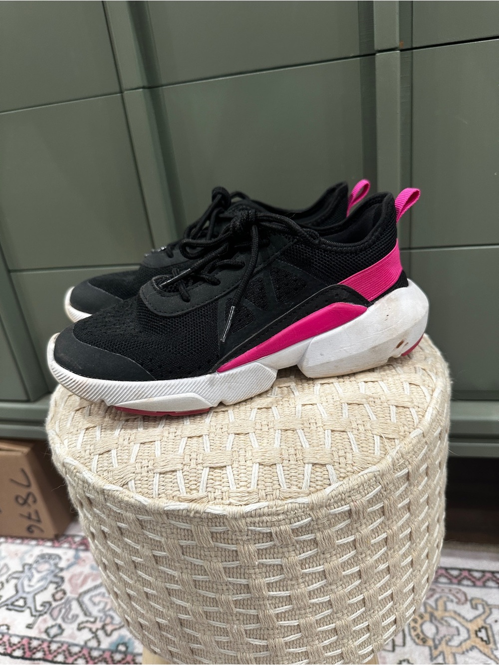 Cat & Jack Black Sneakers with Hot Pink Accents